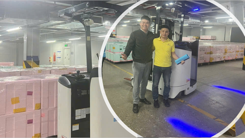 Hình ảnh bàn giao xe nâng reach truck Nichiyu 1.2 tấn tại Nhà máy Hải Phòng.