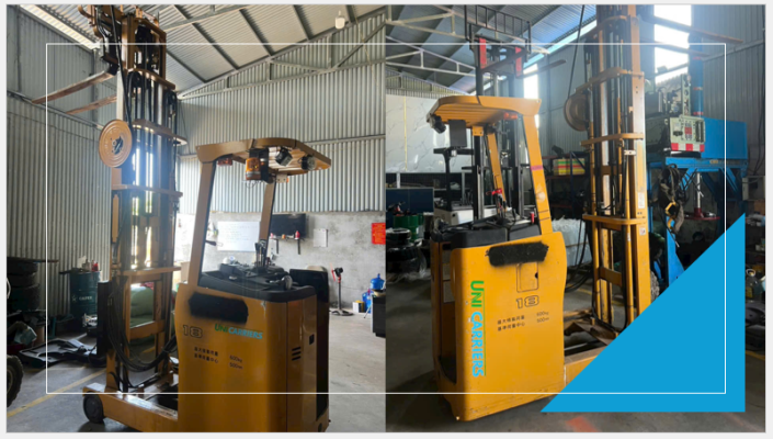 Xe nâng điện đứng lái Unicarriers 1.8 tấn, khung nâng 6000mm, dịch giá, nhập khẩu nguyên bản Nhật Bản. Gọn gàng, linh hoạt, bền bỉ.